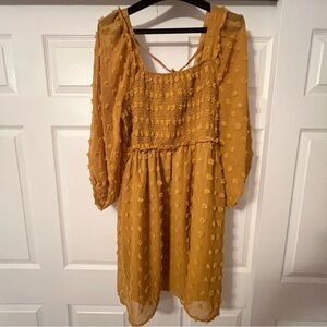 Mustard Yellow Textured Dress